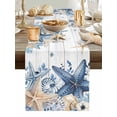 thumbnail image 5 of Summer Sea Stars Shells Table Runner 13x70in Non-Slip Cotton Linen Table Runners, Eucalyptus Leaves Dresser Scarves TableRunner for Dinner Kitchen Dining Wedding Party, 5 of 9