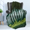 thumbnail image 4 of Jungle Soft Flannel Fleece Throw Blanket, Cartoon Trees Forest Grass at Twilight Illustration, Cozy Plush for Indoor and Outdoor Use, 60" x 80", Evergreen Blue, by Ambesonne, 4 of 5