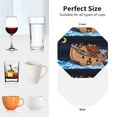 thumbnail image 6 of Naloa Ocean Scene with Noah's Ark Leather Coasters for Drinks, Durable Drink Coasters 4 Set for Tabletop Protection, Luxurious Home Décor and Housewarming Gift ( {designName})Octagon, 6 of 6