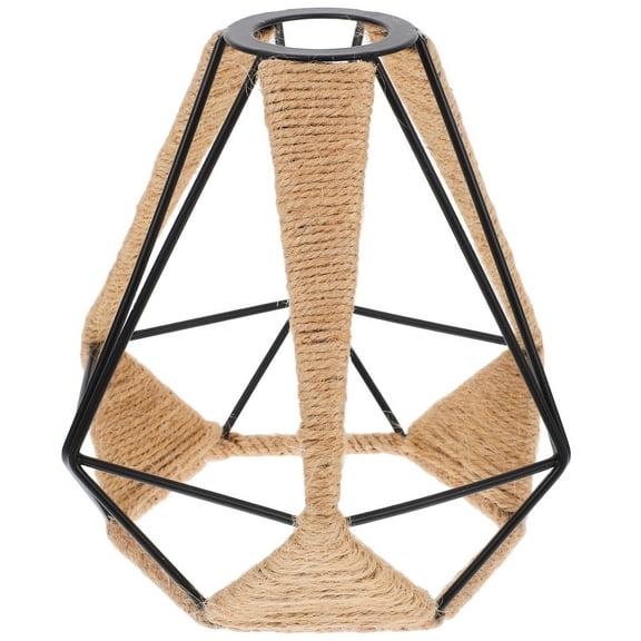 Masteelf Industrial Style Rope Light Shade Metal Cage Lampshade Woven Rope Chandelier Cover Hanging Lamp Shade for Pendant Light Fixture