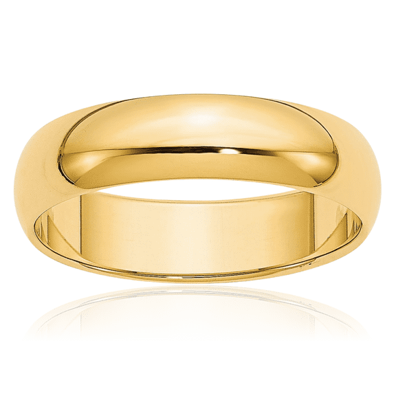 14K Solid Yellow Gold 5mm Half Round Plain Classic Wedding Band Ring