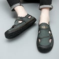 thumbnail image 6 of Mens Leather Sandals Lightweight Comfortable Fisherman Shoes Summer Outdoor Beach Hiking Casual Sports Green 10.5 US, 6 of 7