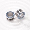 thumbnail image 5 of ZS 1 Pair Rhinestone Crystal Ear Plug Tunnels Screw Fit Ear Expander Stretcher Body Piercing 0g 00g, 5 of 6