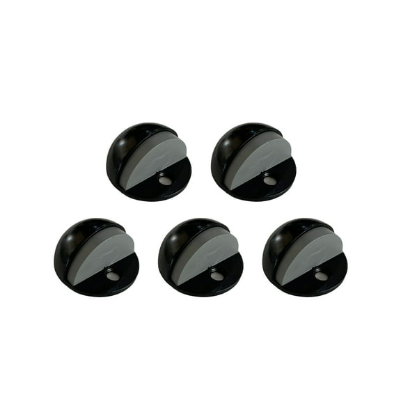 Dome Door Stop Wall Protector with Rubber Stopper, Design House Matte Black Floor Mounted Door Stoppers, 5-Pack, 189134