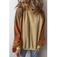 thumbnail image 6 of Women's Khaki Lace Patchwork Colorblock Drop Shoulder Sweatshirt | [ZhiHiMeRi] | (US 12-14)L, 6 of 7