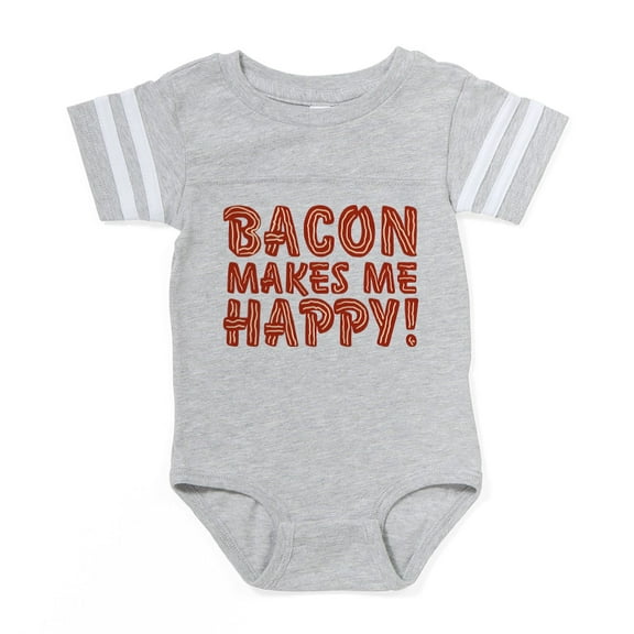 CafePress - Bacon Makes Me Happy_B - Cute Infant Baby Football Bodysuit