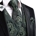 thumbnail image 2 of Green Mint Purple Mens Silk Vest Tie Jacquard Autumn Spring Suit Waistcoat Jacket Necktie Hanky Cufflinks For Men Wedding, 2 of 5