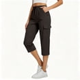 thumbnail image 5 of Stamzod Cargo Capris for Women Outdoor Athletic Travel Cropped Cargo Pants Casual Capri Pants with Pockets Brown-4 XL, 5 of 8