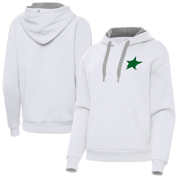 Women's Antigua White Dallas Stars St. Patrick's Day Victory Pullover Hoodie