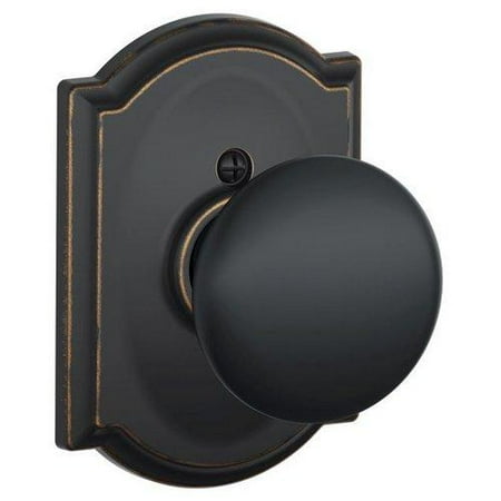 Schlage F170-PLY-CAM Single Dummy Camelot Knobset ;Aged Bronze