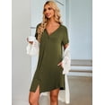 thumbnail image 2 of Ekouaer Women's Button Down Nightgown Short Sleeve Sleepshirt V Neck Night Shirt Soft Pajamas Dress with Pockets, 2 of 6