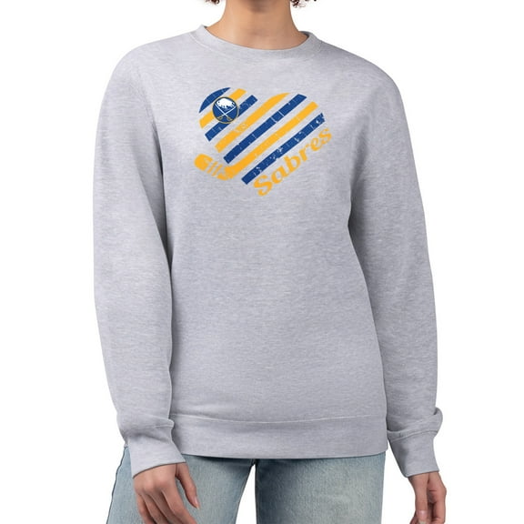 Women's G-III 4Her by Carl Banks Heather Gray Buffalo Sabres Heart Graphic Pullover Sweatshirt