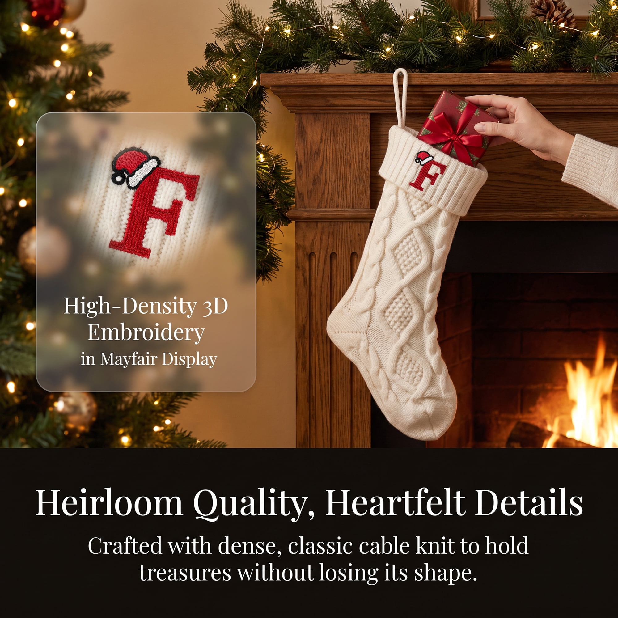 Unique Bargains Canine Bone Christmas Stocking Luxury Puppy Holiday Keepsake Sack Letter F 17"