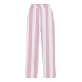 thumbnail image 5 of Bovemsi 2025 Women's Cotton Linen Striped Casual Pants – Elastic Waist Loose Fit Summer Trousers, Pink, XL, 5 of 5