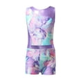 thumbnail image 3 of CHICTRY Kids Girls 2Pcs Gym Sports Yoga Suit Colorful Prints Sleeveless Leotard with Shorts Dance Outfit Colorful Shadow 16, 3 of 7