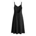 thumbnail image 5 of Women's Linen Dresses Solid Color Summer Beach Vacation Plus Size Sleeveless Flowy Loose Maxi Sundress Boat Neck Button Down Breathable Gauze Dress, 5 of 7