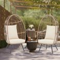thumbnail image 7 of Wicker Rattan Egg Chair, Rest Chair with UV Resistant Cushions and Pillow, Lounging Chair for Indoor Outdoor Bedroom Patio Garden (Beige, 7 of 7