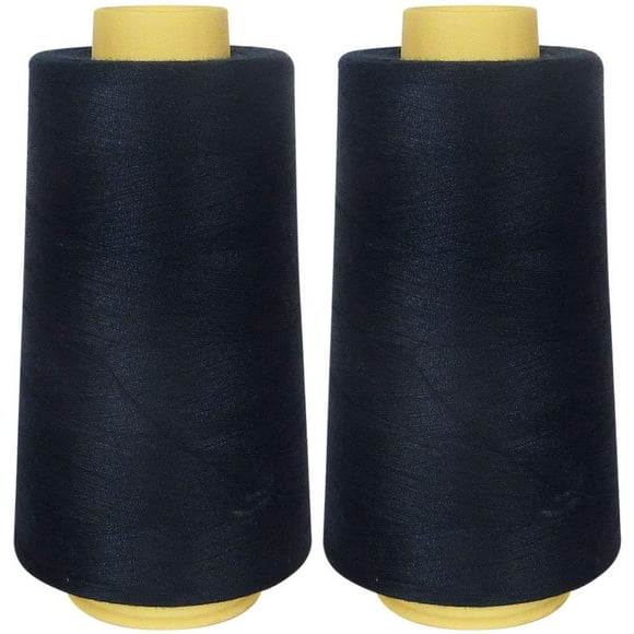 Sewing thread Polyester, Pack of 2 cones of 3000 m. SuperSew, quilting, serger thread. (2 cones, Navy Blue 1573)