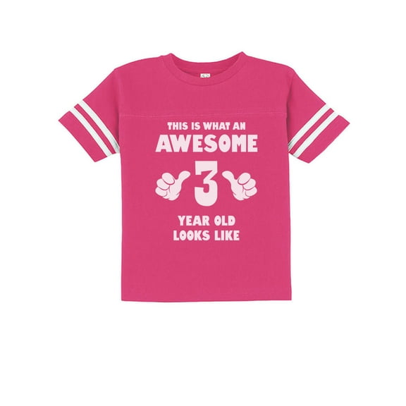 This Is What an Awesome 3 Year Old Looks Like Funny Toddler Jersey T-Shirt 3T Wow pink