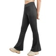 thumbnail image 4 of iiniim Kids Girl's Bootcut Leggings High Waist Soft Stretch Yoga Pants Wide Leg Flare Pants Bell Bottoms Size 5-14 A Black 9-10, 4 of 6