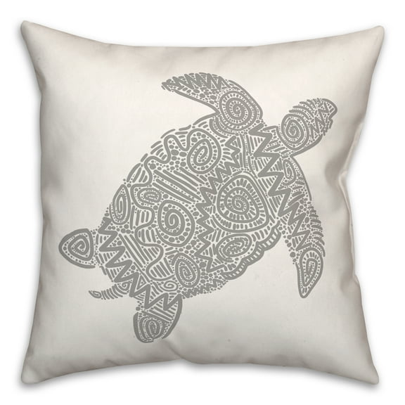 Creative Products Patterned Sea Turtle Gray 18x18 Spun Poly Pillow