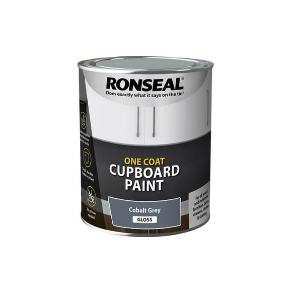 Ronseal - One Coat Cupboard Paint Cobalt Grey Gloss 750ml