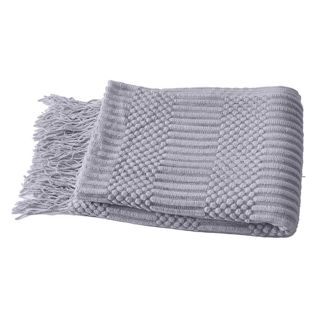 Manta de punto suave y acogedora con borlas, mantas y cubrecamas decorativos livianos y quemados, manta tejida cálida de estilo rústico para todas las estaciones, 50" de ancho x 60" de largo