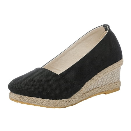 

Sandals Women Dressy Summer Wedge Fashion Women Summer Weave Wedges Breathable On Round Toe Sandals Comfortable Beach Single Shoes