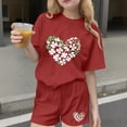 thumbnail image 2 of Atogsazn Kids Girl Summer St. Patrick's Day Clothes Set Children Short Sleeve Pullover Tshirt Shorts Outfit 01-Red 8-9 Years Fashion, 2 of 6