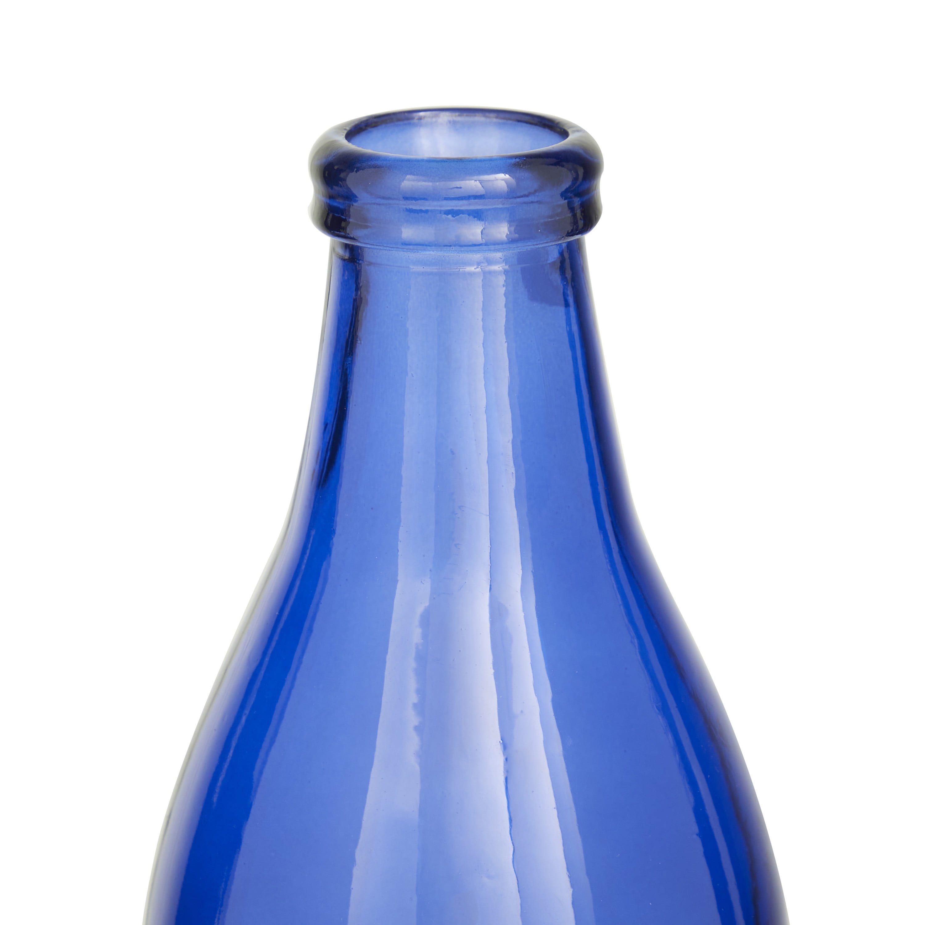 DecMode 16" Spanish Blue Recycled Glass Vase with Ombre Effect