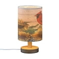 thumbnail image 2 of Lamp Printed Gifts Table Lamp USB Bedside Desk Nightstand Lamp Wood Base for Bedroom Living Room Office Desk College Dorm Red Bird Sitting on Sunflower, 2 of 7