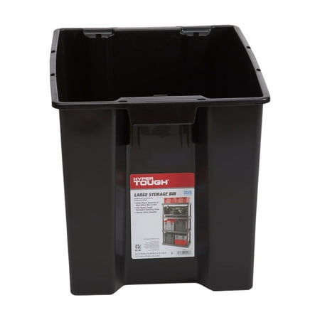 Hyper Tough Garage Plastic Storage Bin Large Nesting Stacking, Black