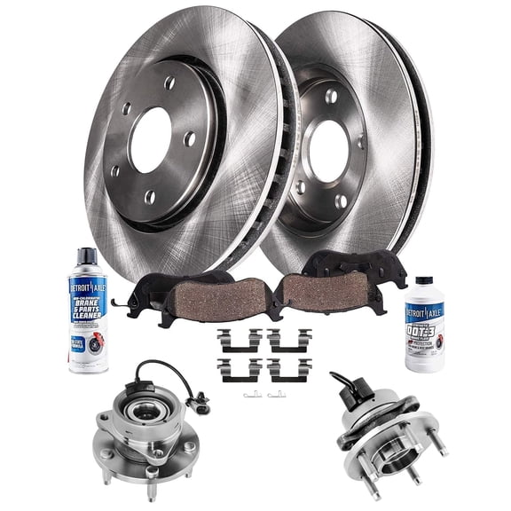 Detroit Axle - 5 Lug Front Brake Kit for 2007-2010 Chevrolet Cobalt Pontiac G5, Wheel Bearing Hubs Disc Brake Rotors Ceramic Brake Pads Replacement