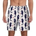 thumbnail image 3 of Uemuo Seahorses and Hearts Pattern Mens Swim Trunks Quick Dry Board Shorts with Mesh Lining, Stretch Beach Shorts Quick Dry No-Chafing Board Shorts-X-Large, 3 of 9