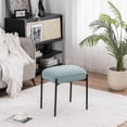 thumbnail image 5 of ZXNYH Fabric Shearling Ottoman Rectangle Tufted Lamb Fleece Upholstered Boucle Foot Stool Makeup Stool Vanity Bench with Metal Legs Living Room Bedroom Modern Entryway Footstool, Light Grey, 5 of 5