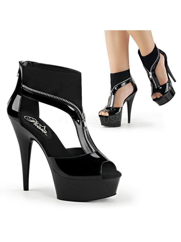 Pleaser Platforms Exotic Dancing Ankle/Mid-Calf Boots Blk Pat-Lamy/Blk Size: 8 Pleaser Platforms Exotic Dancing Ankle/Mid-Calf Boots Blk Pat-Lamy/Blk Size: 8