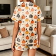 thumbnail image 6 of Halloween Pajamas for Women Set 2 Pieces Satin Silk Button Down Pjs Halloween Two Piece Soft Sleepwear Loungewear, 6 of 6