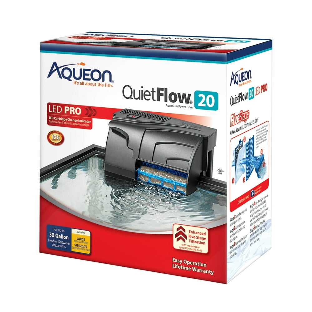 Aqueon QuietFlow LED PRO Aquarium Power Filter, 20