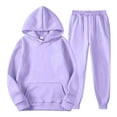 thumbnail image 5 of YNGKMEA Boys Girls Fall Winter Clothes 2 Piece Sweatsuits Set Cute Pullover Hoodies Sweatshirt Jogger Sweatpants Outfit Clothing Set Light Purple 9-10 Years, 5 of 6
