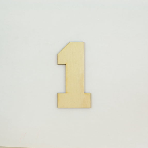1 Pc, 6 Inch X 1/8 Inch Thick Collegiate Font Wood Numbers 1 Easy To Paint Or Decorate For Indoor Use Only