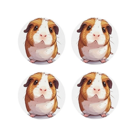 

Tebeau Cartoon Guinea Pig Print Set of 4 Leather Drink Coasters Round Cup Mat Pad for Home and Kitchen Use 4 -Round Shape