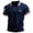 Navy, variant on Men's Patriotic Striped Polo Shirt with Dual American Flag Embroidery and Contrast Collar Featuring Short Sleeve Turn-Down Collar Army Green L