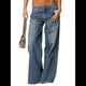 thumbnail image 3 of Pantalones Vaqueros Boyfriend de Pierna para Mujer - Vaqueros Holgados de Tiro Bajo - Estilo e-Girl Y2K Azul Oscuro M, 3 of 9