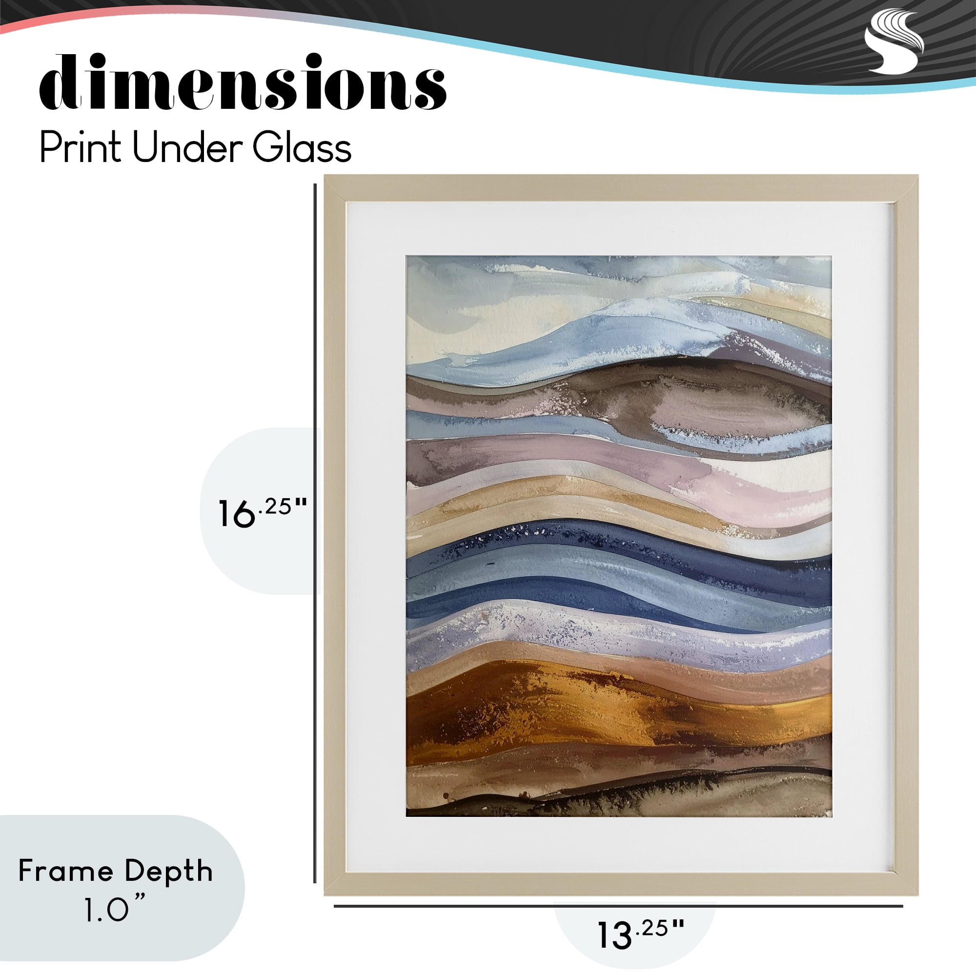 Stupell Industries Ocean Flow Layers Birch Framed Print Under Glass, design by Alonza Saunders