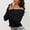 Black, variant on Women's Fall Off Shoulder Sweaters Long Sleeve Ribbed Knit Fitted Pullover Tops Blouse
