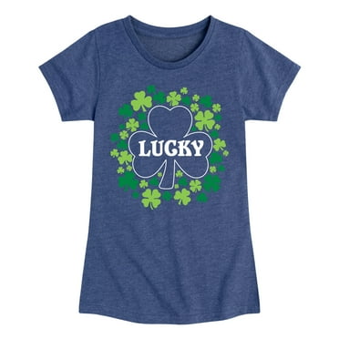 Instant Message - St. Patrick's Day - Lucky - Shamrocks - Toddler And Youth Girls Short Sleeve Graphic T-Shirt