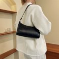thumbnail image 2 of Mujer PU cuero Lattice Crescent bolso hilo axila bolsa (negro) Likrtyny Para estrenar, 2 of 9