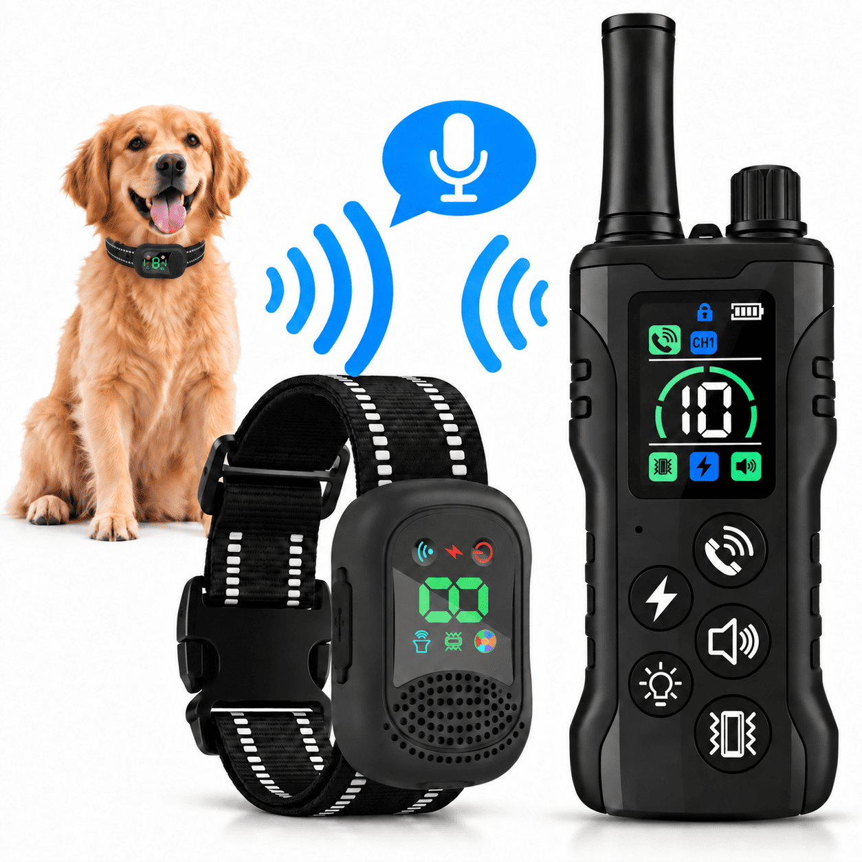 BEBANG Dog Shock Collar with Voice Call, 4900FT Long Range Dog Training Collar with Remote, 5 Training Modes, IP67 Waterproof Rechargeable E Collar for Small Medium Large Dogs 10-120 lbs