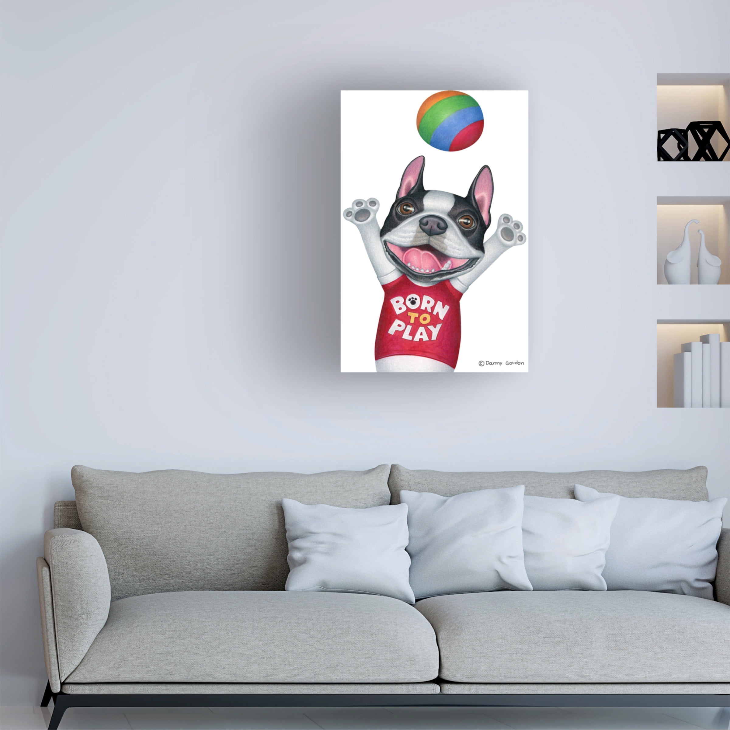 Danny Gordon Art 'Boston Terrier Playing Ball' Canvas Art