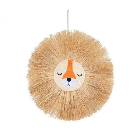 

Wall Art Animal Head Hand Knitted Cartoon Tassel Beard Lion Macrame Pendant Nursery Room Wall Hangings for Home Bedroom Living Room Random Style